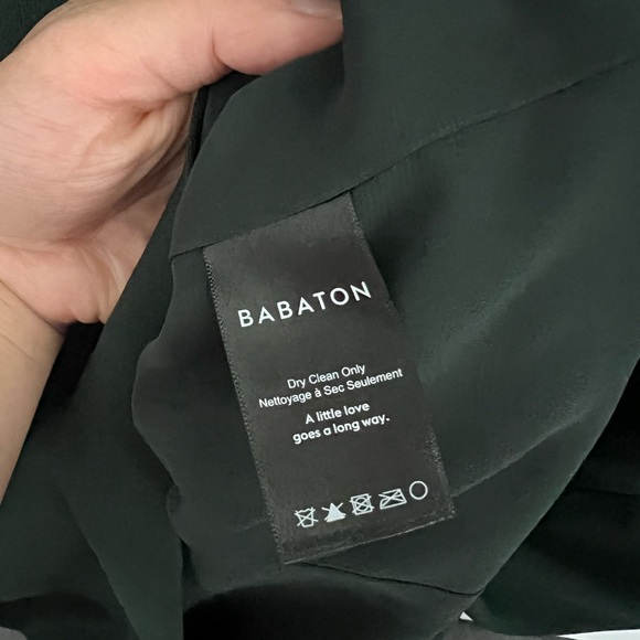 Babaton Dark Green Straight Line Dress with Short Sleeves - Picture 4 of 9